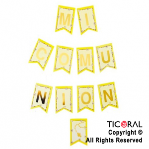 BANDERIN MI COMUNION AMARILLO CON STAMPING x 1